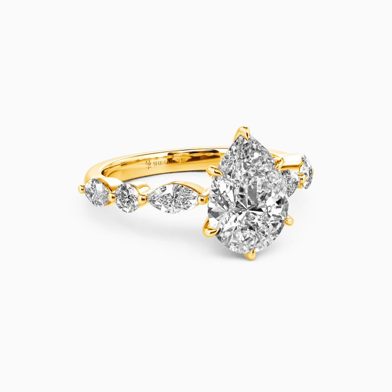 "Holy Promise" 2ct Pear Cut Side Stone Engagement Ring