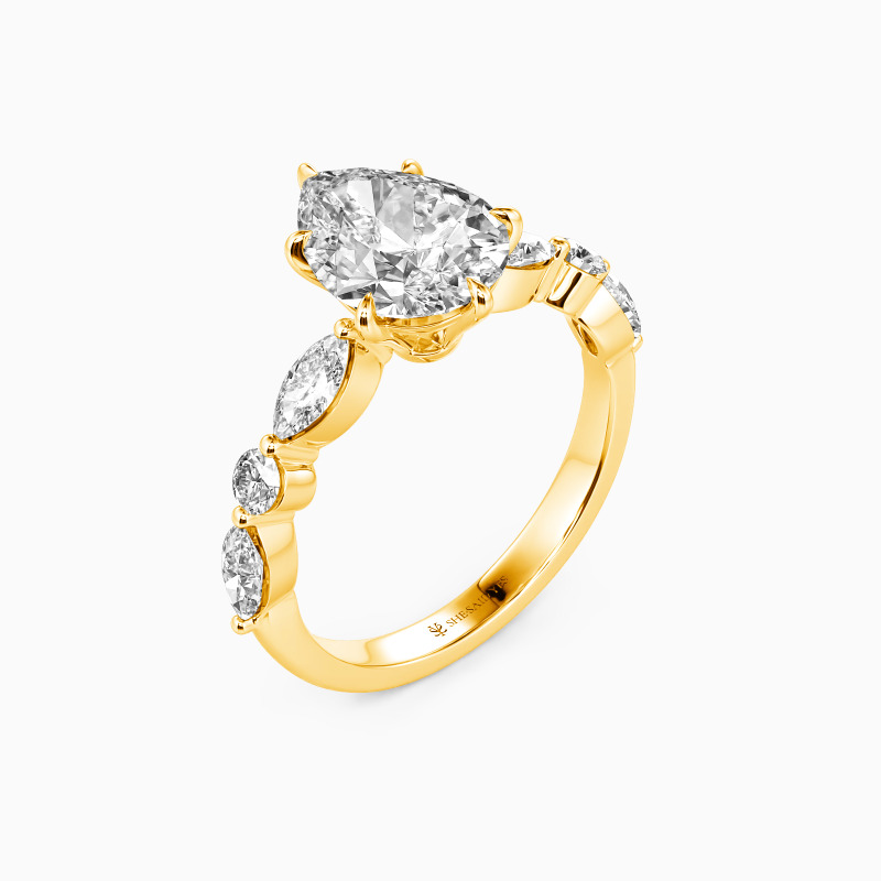 "Holy Promise" 2ct Pear Cut Side Stone Engagement Ring
