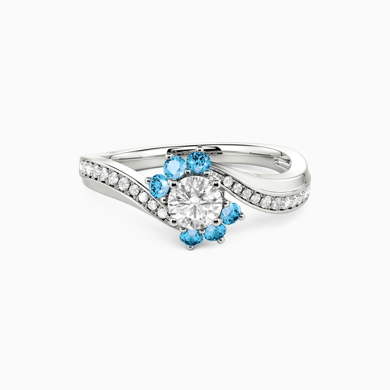 "Ich Liebe Dich So" Verlobungsring 0,3 ct Rund-Schliff mit Seitensteinen