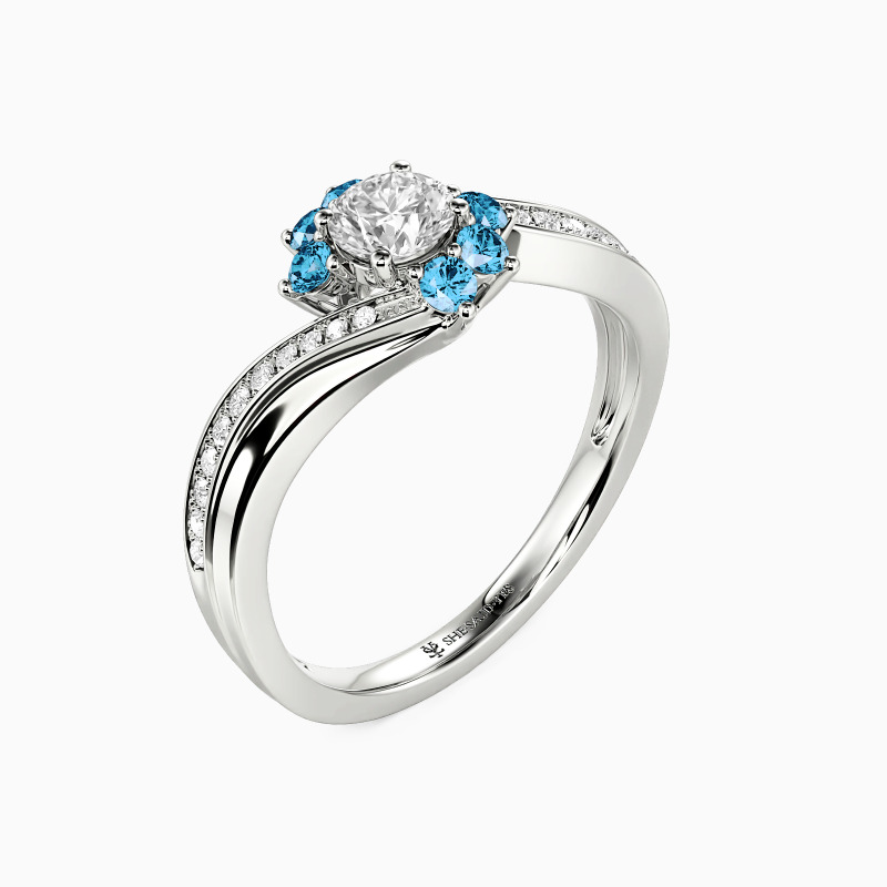 "Ich Liebe Dich So" Verlobungsring 0,3 ct Rund-Schliff mit Seitensteinen