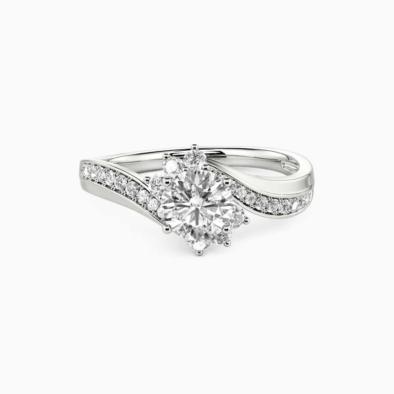 "I Love You So" 0.5ct Round Cut Cluster Side Stone Engagement Ring