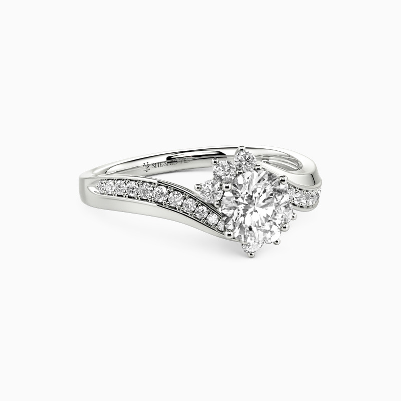 "I Love You So" 0.5ct Round Cut Cluster Side Stone Engagement Ring
