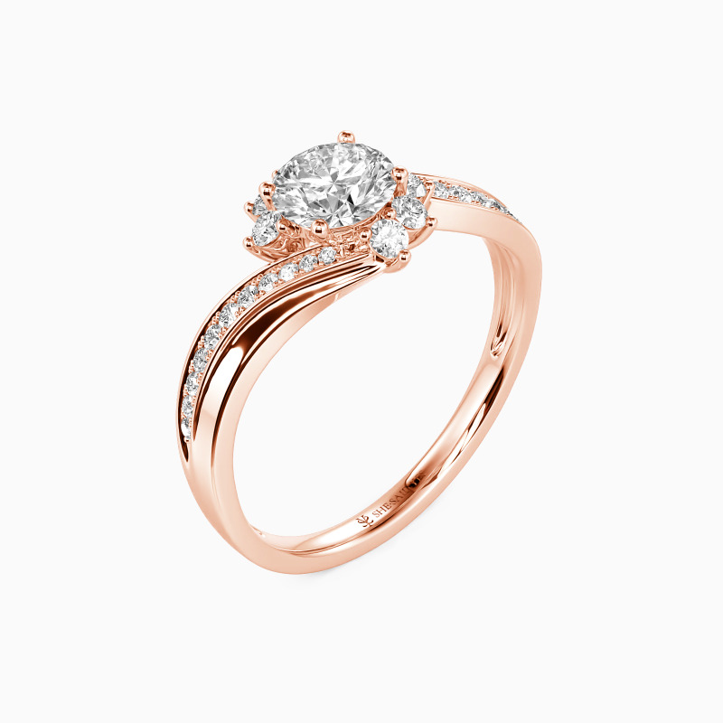 "I Love You So" Round Cut Side Stone Engagement Ring