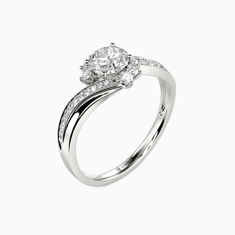"I Love You So" 0.5ct Round Cut Cluster Side Stone Engagement Ring