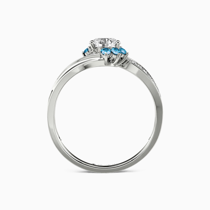 "I Love You So" Round Cut Side Stone Engagement Ring