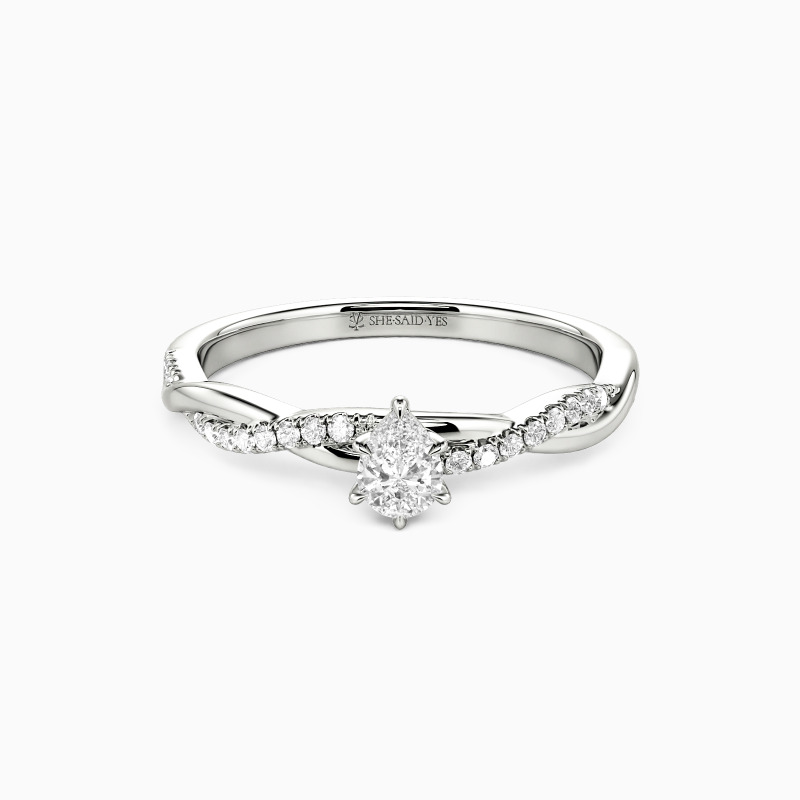 "Word of Honor" 0.3ct Pear Cut Side Stone Engagement Ring