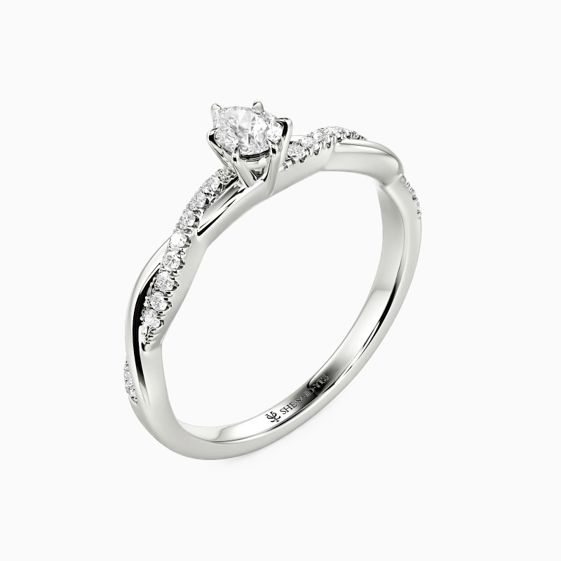 "Word of Honor" 0.3ct Pear Cut Side Stone Engagement Ring