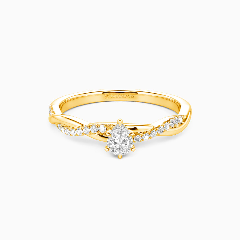 "Word of Honor" 0.5ct Pear Cut Side Stone Engagement Ring