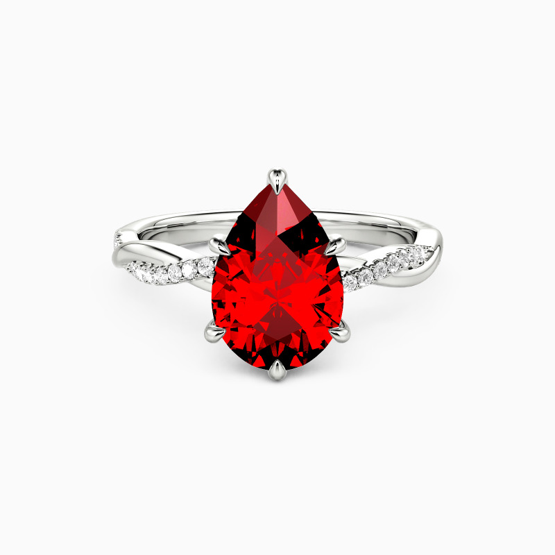 "Word of Honor" Pear Cut Side Stone Engagement Ring