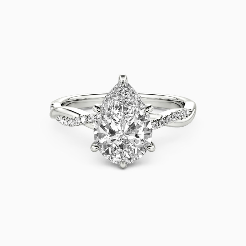"Word of Honor" Pear Cut Side Stone Engagement Ring