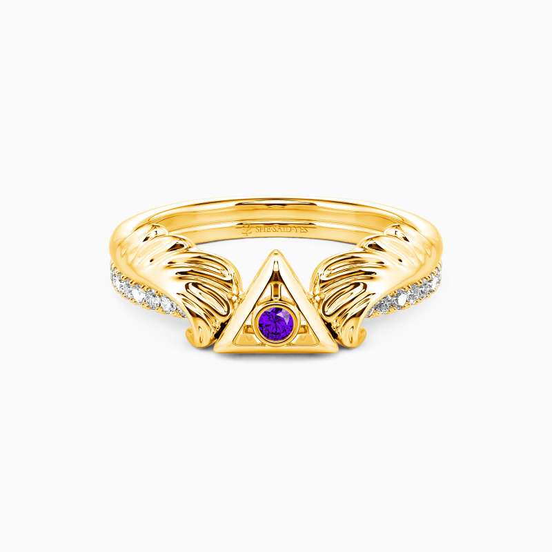 "Ode To Fate" Round Cut Side Stone Engagement Ring