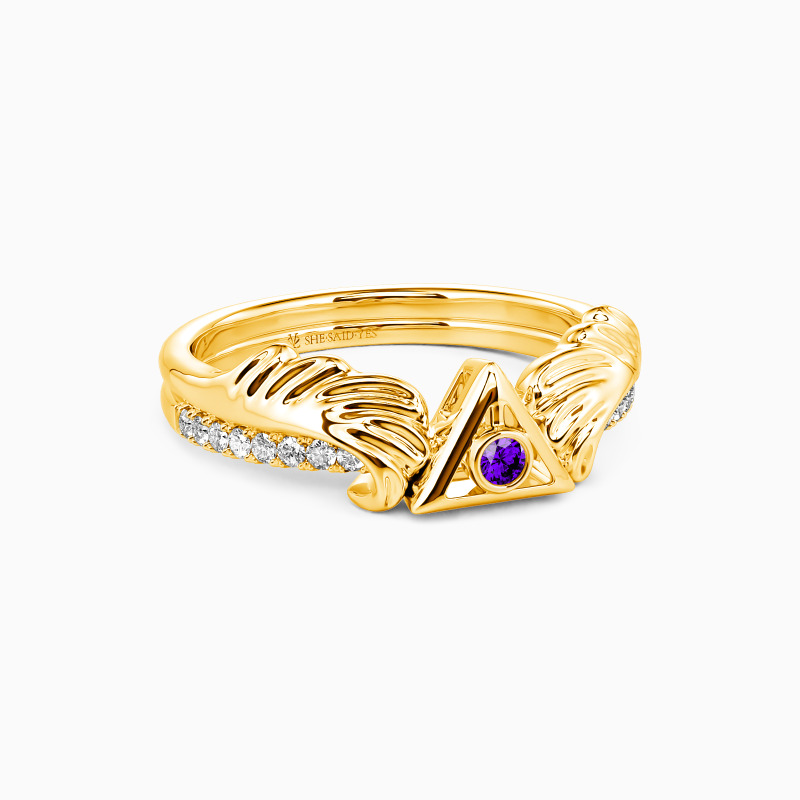 "Ode To Fate" Round Cut Side Stone Engagement Ring