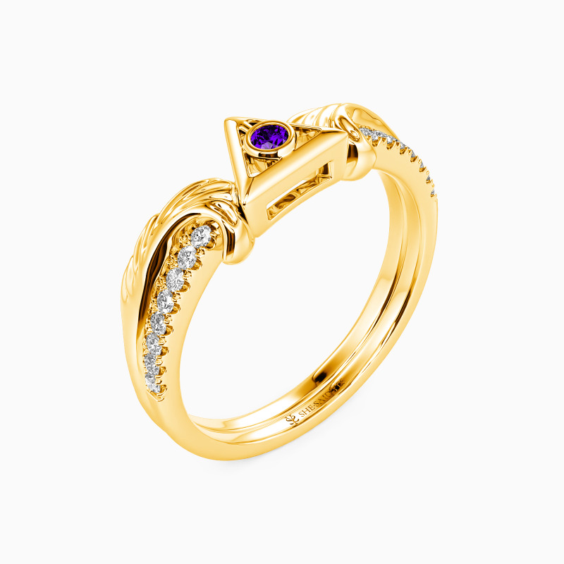 "Ode To Fate" Round Cut Side Stone Engagement Ring