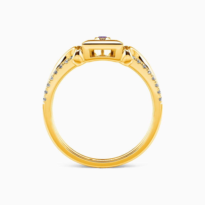 "Ode To Fate" Round Cut Side Stone Engagement Ring