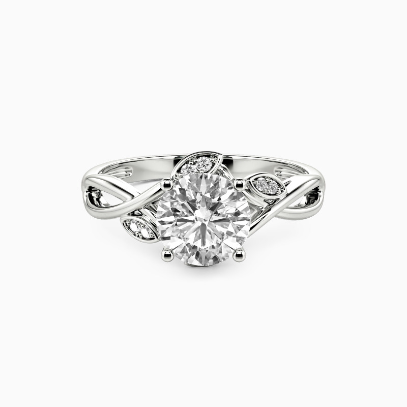 "Yes & Always" Round Cut Side Stone Engagement Ring