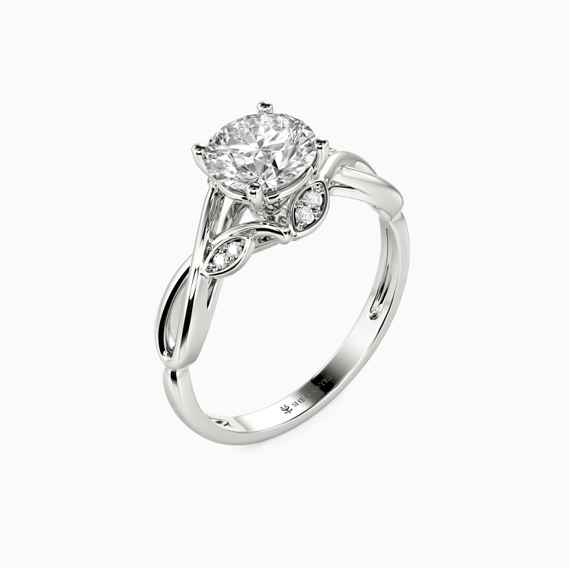 "Yes & Always" Round Cut Side Stone Engagement Ring