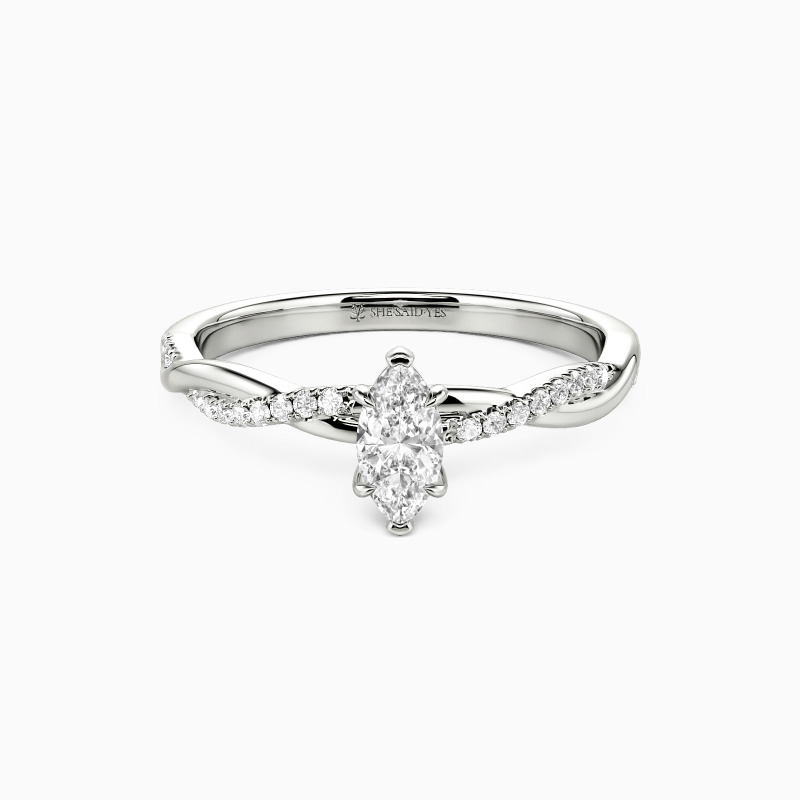 "Timeless Love" 0.3ct Marquise Cut Side Stone Engagement Ring