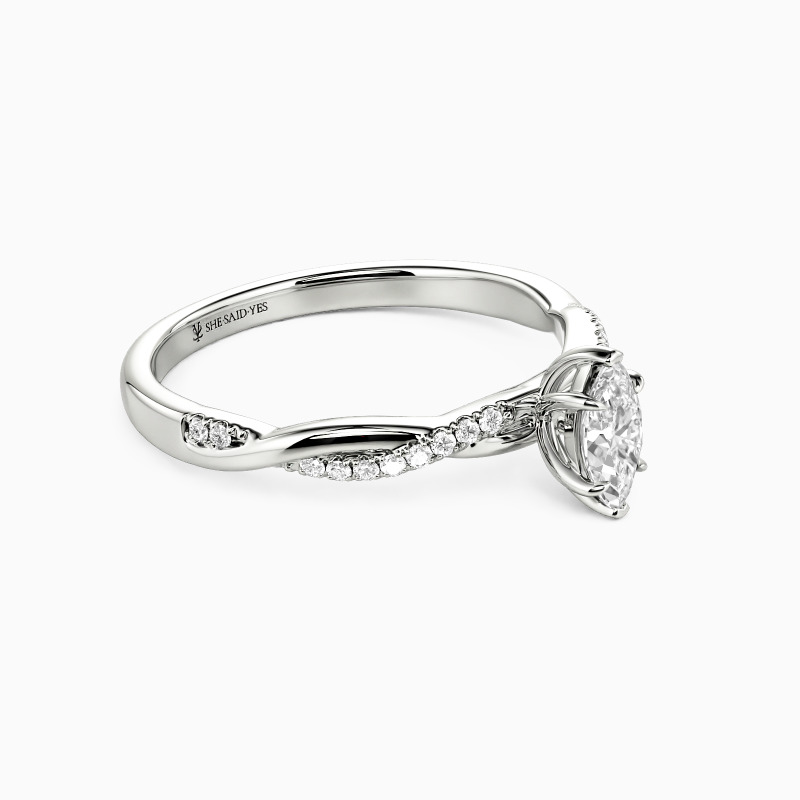 "Timeless Love" 0.3ct Marquise Cut Side Stone Engagement Ring