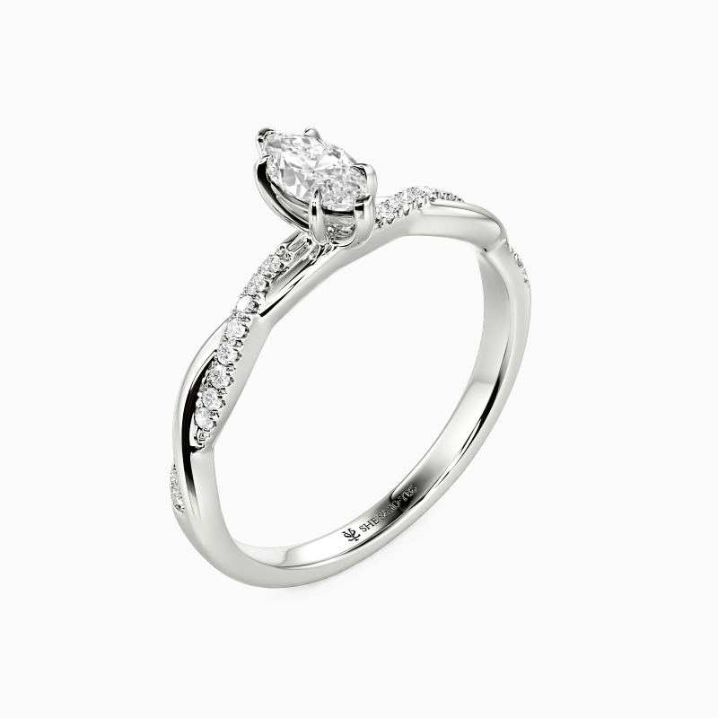 "Timeless Love" 0.3ct Marquise Cut Side Stone Engagement Ring