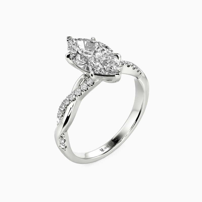 "Timeless Love" Marquise Cut Side Stone Engagement Ring