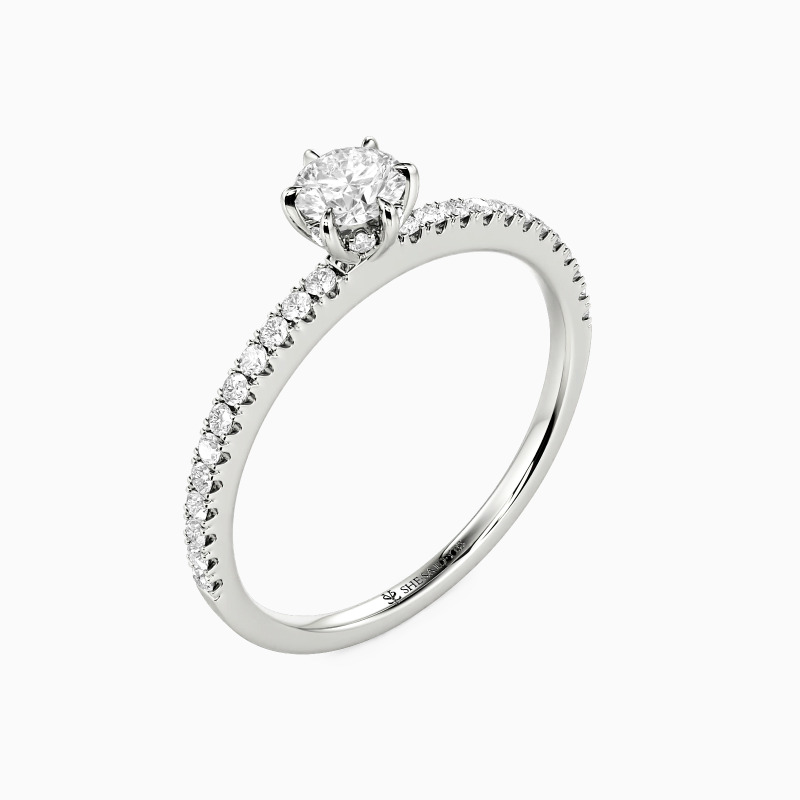 "In The Name Of Love" 0.3ct Round Cut Side Stone Engagement Ring