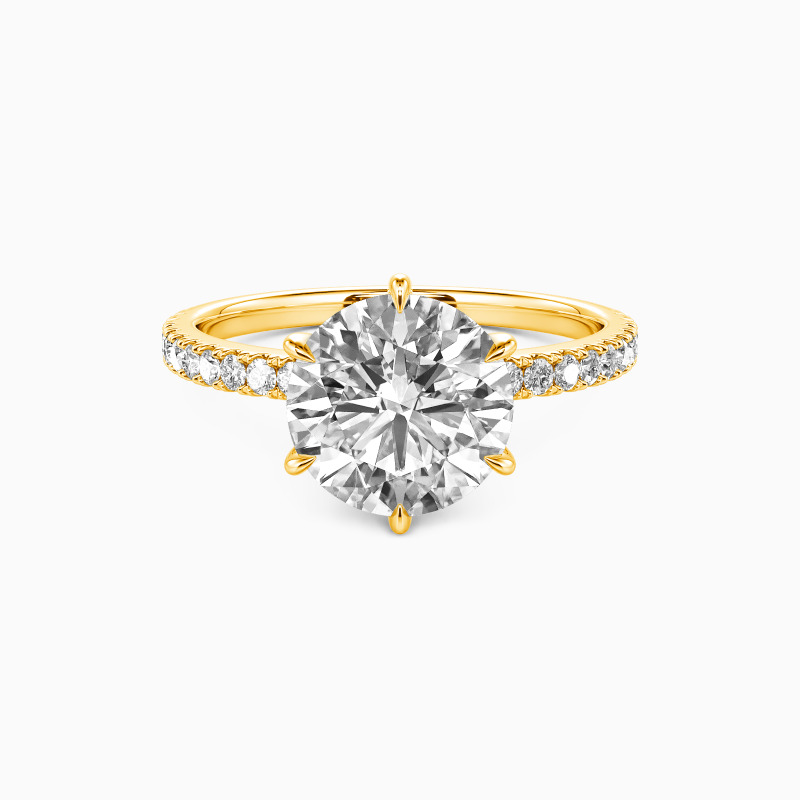 "In The Name Of Love" Round Cut Side Stone Engagement Ring