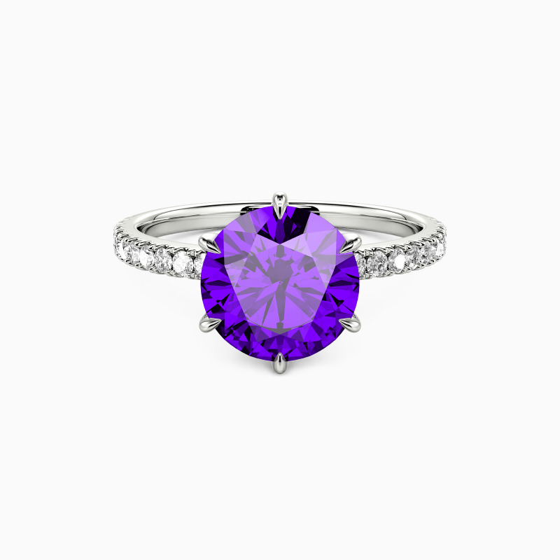 "In The Name Of Love" Round Cut Side Stone Engagement Ring
