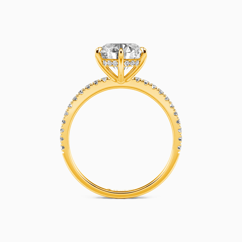 "In The Name Of Love" Round Cut Side Stone Engagement Ring