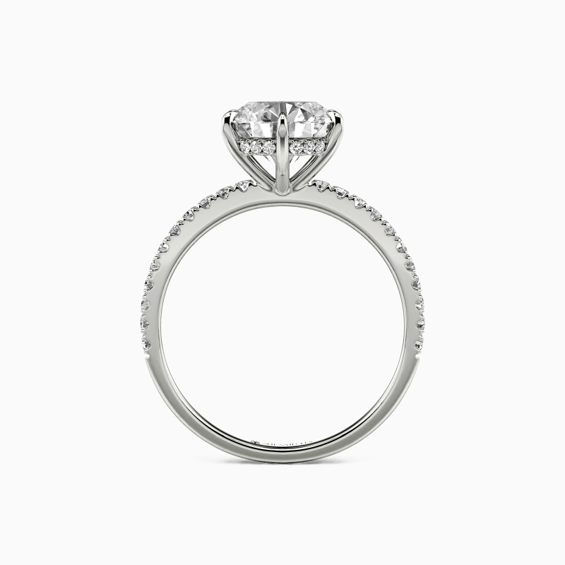 "In The Name Of Love" Round Cut Side Stone Engagement Ring