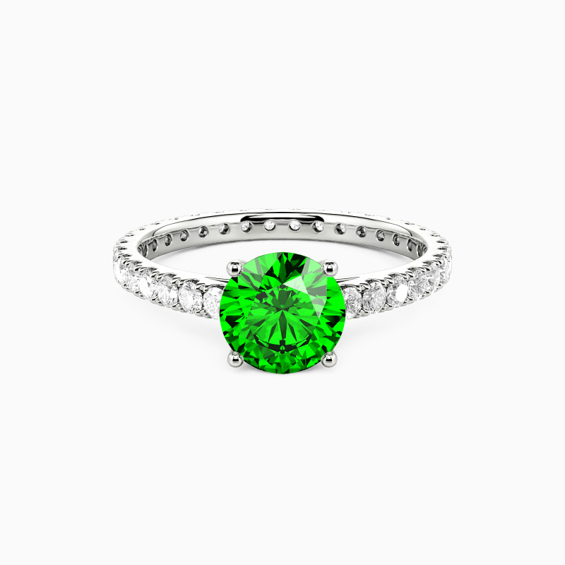 "Star Girl" Round Cut Side Stone Engagement Ring