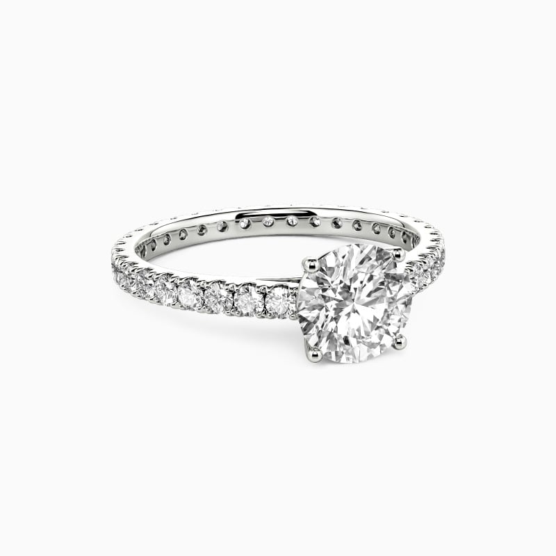 "Star Girl" Round Cut Side Stone Engagement Ring