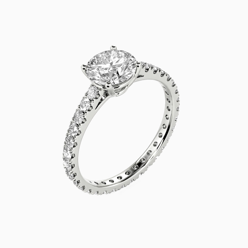 "Star Girl" Round Cut Side Stone Engagement Ring
