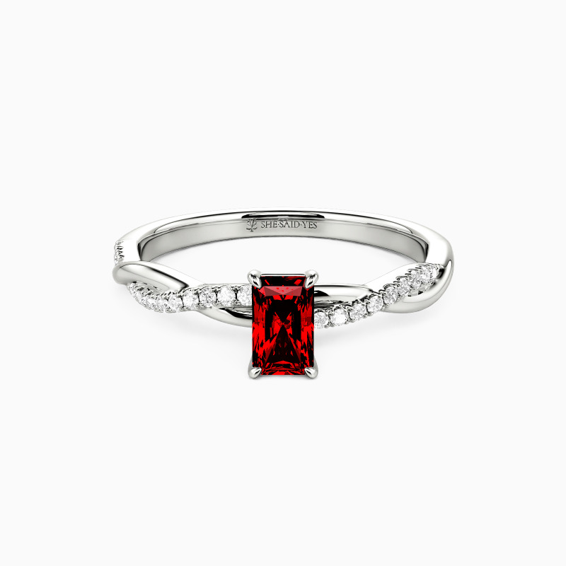 "Rigidity & Softness" 0.4ct Radiant Cut Side Stone Engagement Ring