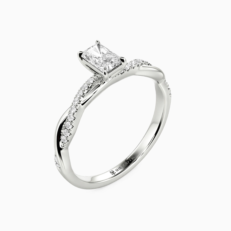"Rigidity & Softness" 0.4ct Radiant Cut Side Stone Engagement Ring