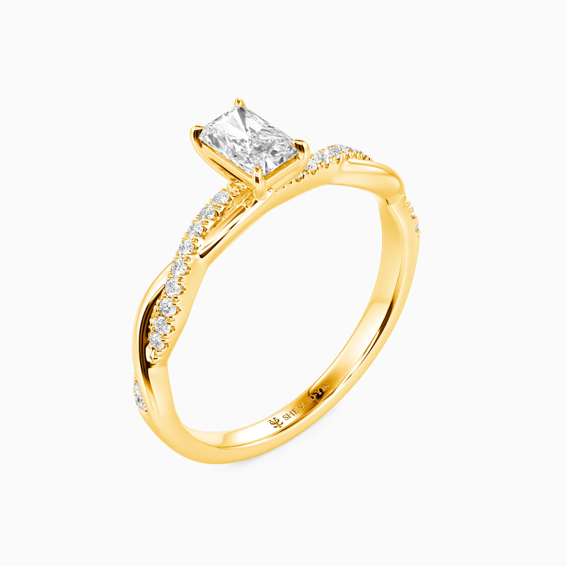 "Strenge & Sanftheit" Verlobungsring 0,8 ct Radiant-Schliff mit Seitensteinen