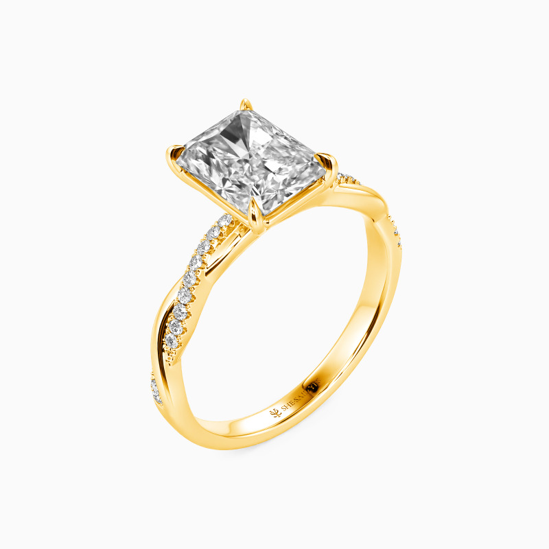 "Rigidity & Softness" Radiant Cut Side Stone Engagement Ring