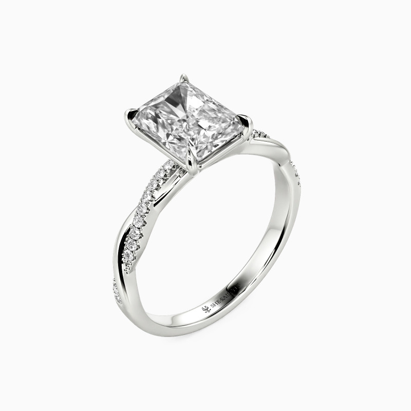 "Rigidity & Softness" Emerald Cut Side Stone Engagement Ring