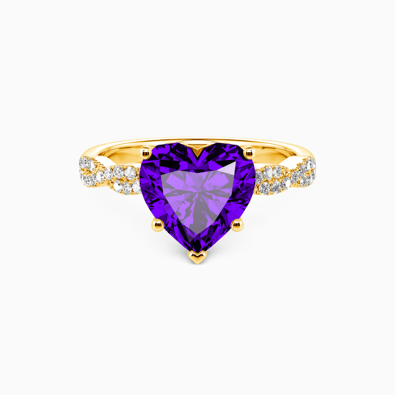 "The String Of My Heart" Heart Cut Side Stone Engagement Ring
