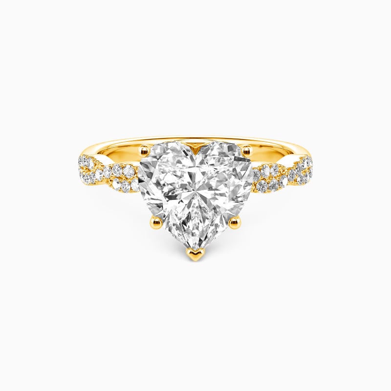 "The String Of My Heart" Heart Cut Side Stone Engagement Ring