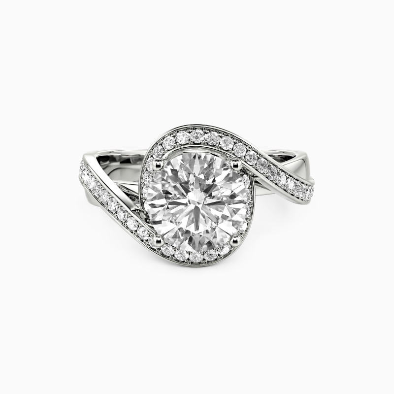 "Hold Your Hand" Round Cut Side Stone Engagement Ring