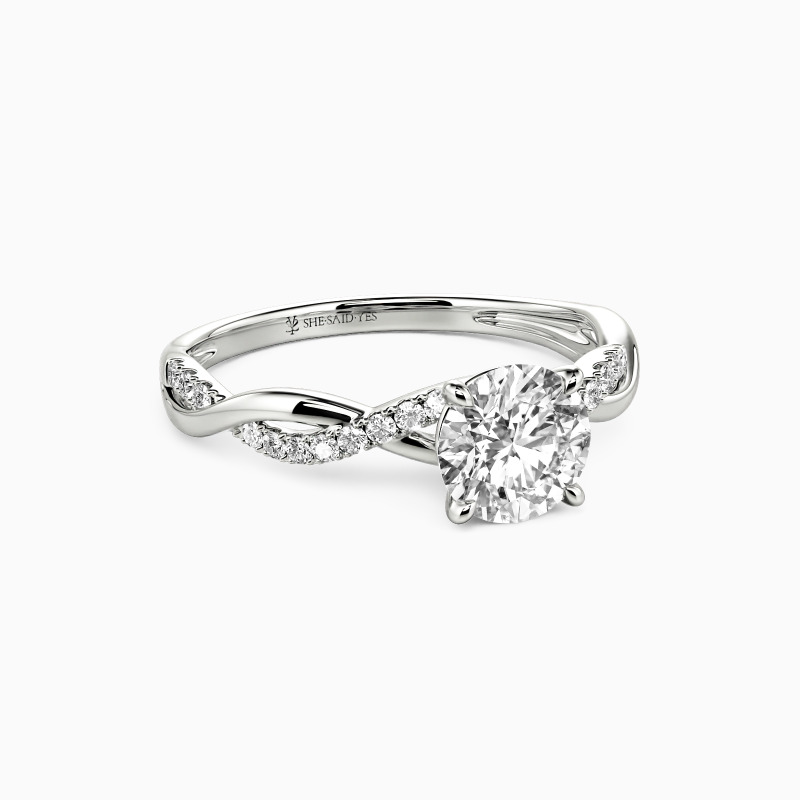 "Be Full Of Tenderness" 0.8ct Round Cut Side Stone Engagement Ring