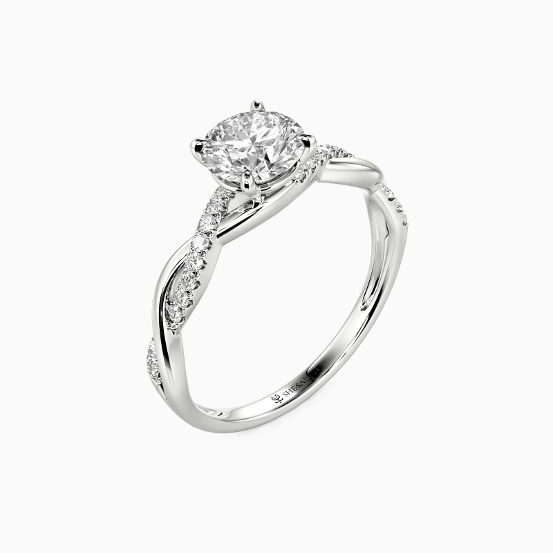 "Be Full Of Tenderness" 0.8ct Round Cut Side Stone Engagement Ring