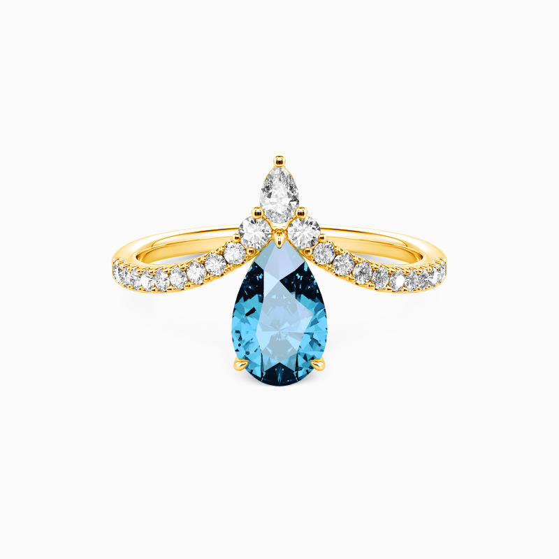 "A Drop Of Memories" Pear Cut Side Stone Engagement Ring