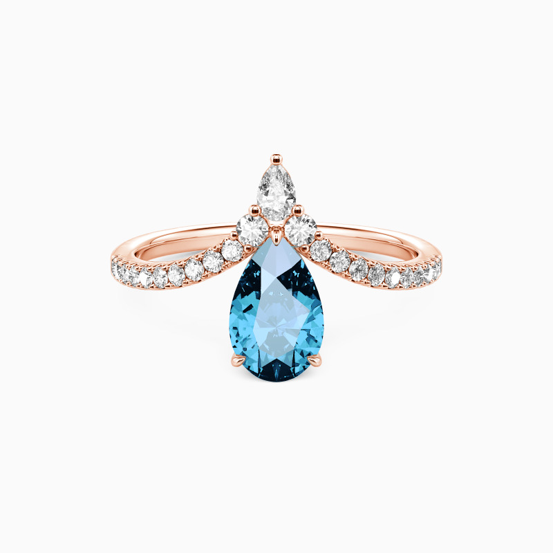 "Goutte de souvenirs" Bague de fiançailles poire avec pierres latérales
