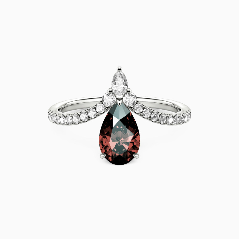 "Goutte de souvenirs" Bague de fiançailles poire avec pierres latérales