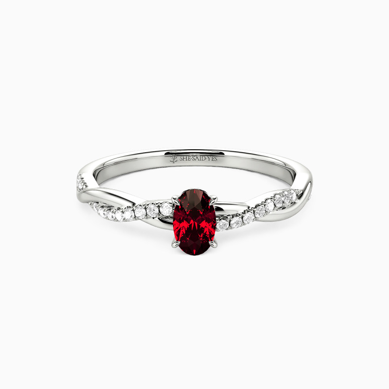 "Come Around Me" 0.3ct Oval Cut Side Stone Engagement Ring