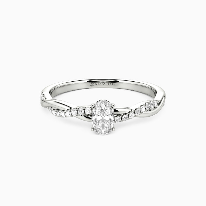 "Come Around Me" 0.3ct Oval Cut Side Stone Engagement Ring