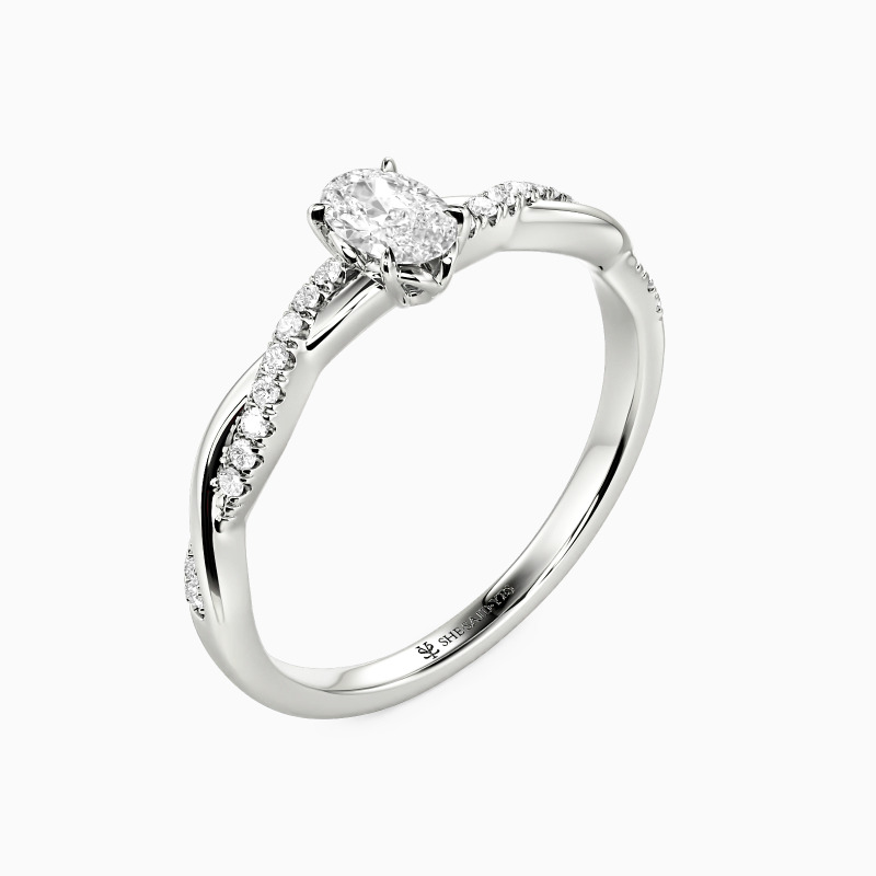 "Umschließe Mich" Verlobungsring 0,3 ct Oval-Schliff mit Seitensteinen
