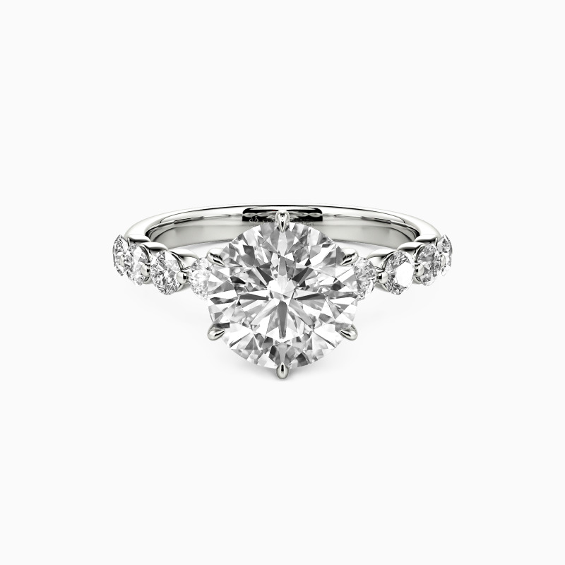 "My Forever After" Round Cut Side Stone Engagement Ring
