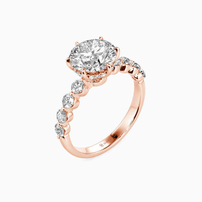 "My Forever After" Round Cut Side Stone Engagement Ring